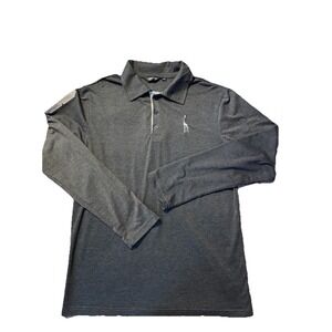 HJEND Men's XXL Long Sleeve Performance Polo Gray Golf Shirt Giraffe Logo